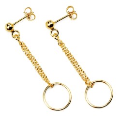 Goldene Kettenohrringe mit Kreisanhänger – Stilvoll & modern