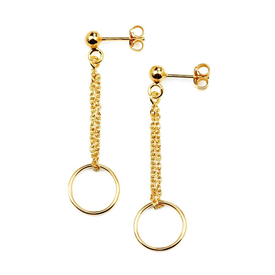 Goldene Kettenohrringe mit Kreisanhänger – Stilvoll & modern