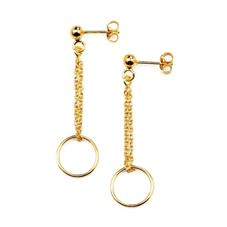 Goldene Kettenohrringe mit Kreisanhänger – Stilvoll & modern