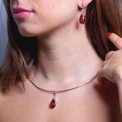 DROP Bernstein Anhänger in Cognac mit Silberfassung. Greif zu!