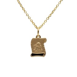 Schutzengelkette aus echtem Gold auf Schriftrollen-Form.