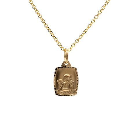 Schutzengel auf einer rechteckigen Form. Aus echtem Gold