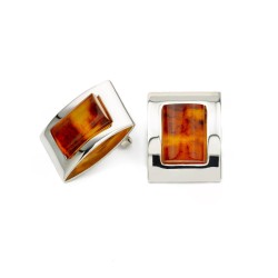 Ohrringe mit großem Bernstein. Schau dich das an. Sehr elegant!