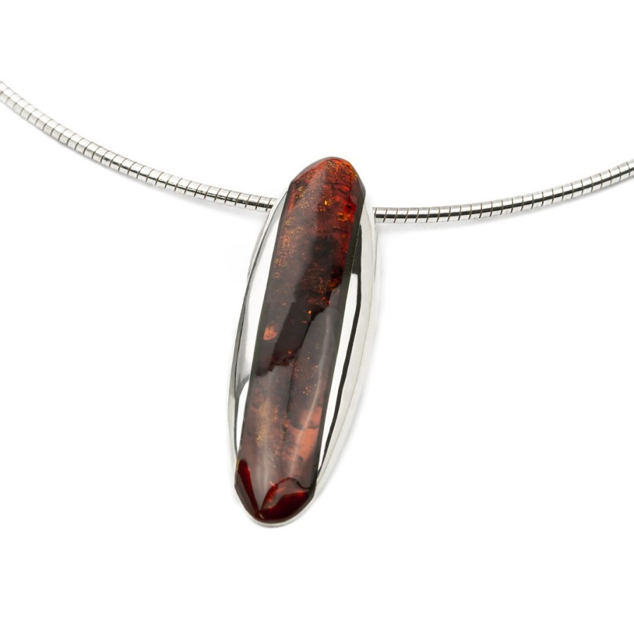 Anhänger mit echtem Bernstein. Ovaler Form. Unikat aus Ostsee!