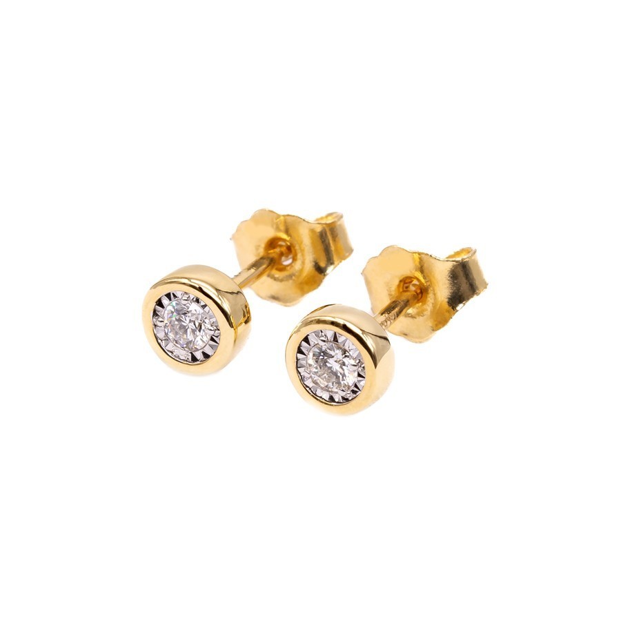 Exquisite Diamant-Ohrstecker – 0,05 ct, Gelbgold, Brillant-Schliff