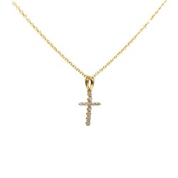 Goldener Kreuzanhänger mit Diamanten – 0,05 ct, EGL-Zertifikat