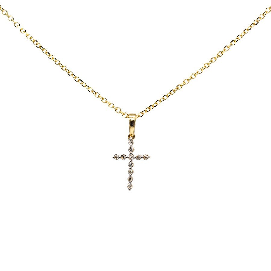 Goldener Kreuzanhänger mit Diamanten – 0,05 ct, EGL-Zertifikat