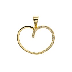Bezauberndes Herz aus 585 Gelbgold und Heißgold mit Zirkonia