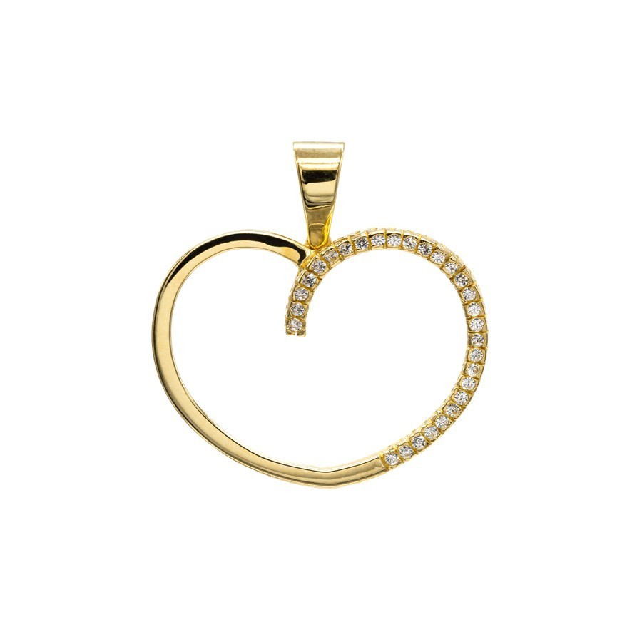 Bezauberndes Herz aus 585 Gelbgold und Heißgold mit Zirkonia