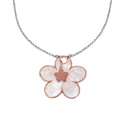 Halskette mit Perlmutt-Blume & rosévergoldetem Detail