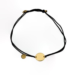 Elegantes Schnurarmband mit vergoldeter Platte & Anhänger
