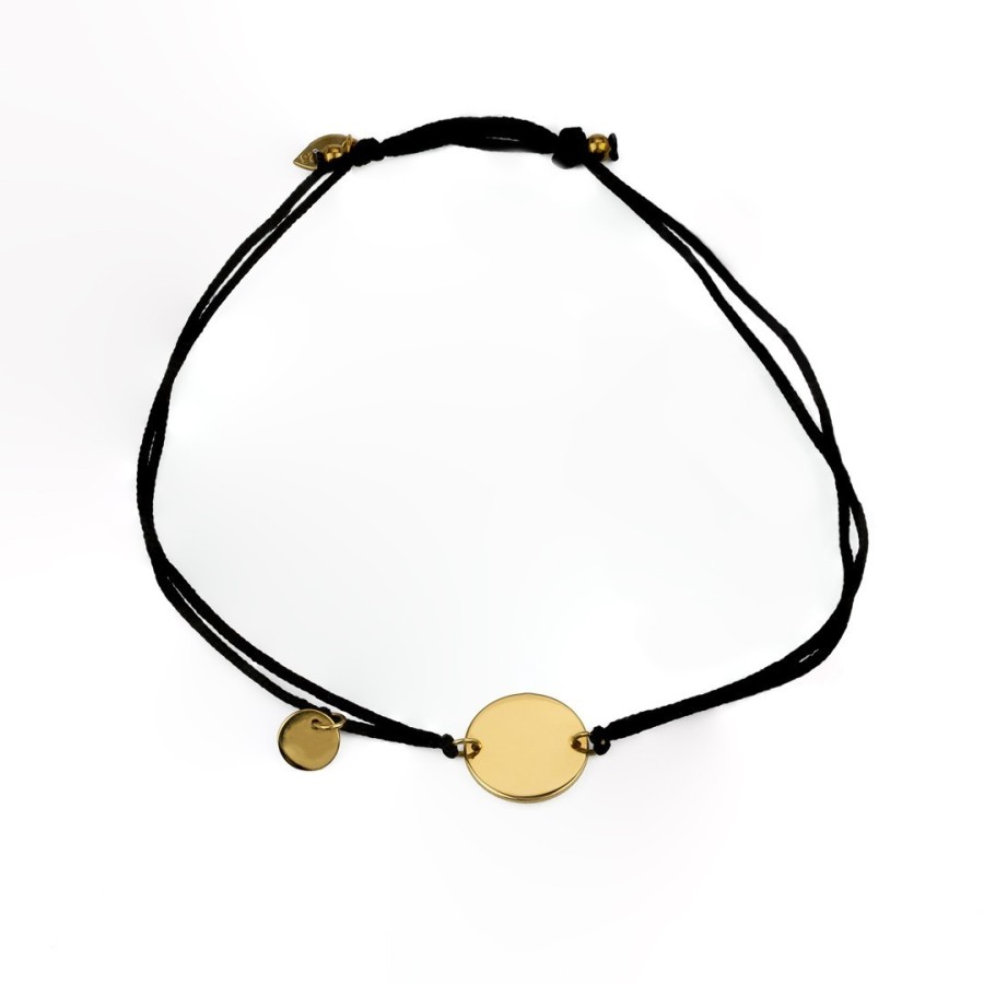 Elegantes Schnurarmband mit vergoldeter Platte & Anhänger