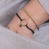Textilarmband mit vergoldetem Ring & Plättchen – Filigraner Stil