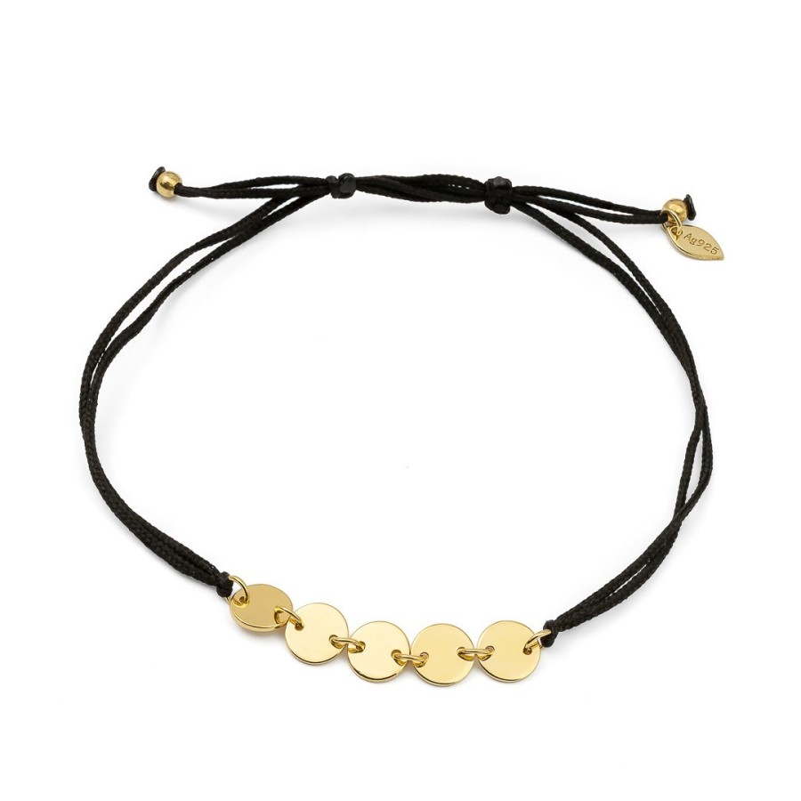 Schnurarmband mit 5 vergoldeten Plättchen – Symbol & Stil