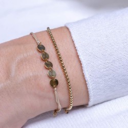 Schnurarmband mit 5 vergoldeten Plättchen – Symbol & Stil