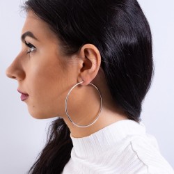 Trendige 7 cm Creolen in Weiß und Gelb – 925er Silber