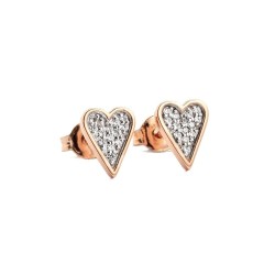 Herz Ohrstecker in Roségold mit Zirkonia – Ideal als Geschenk für deine Liebe