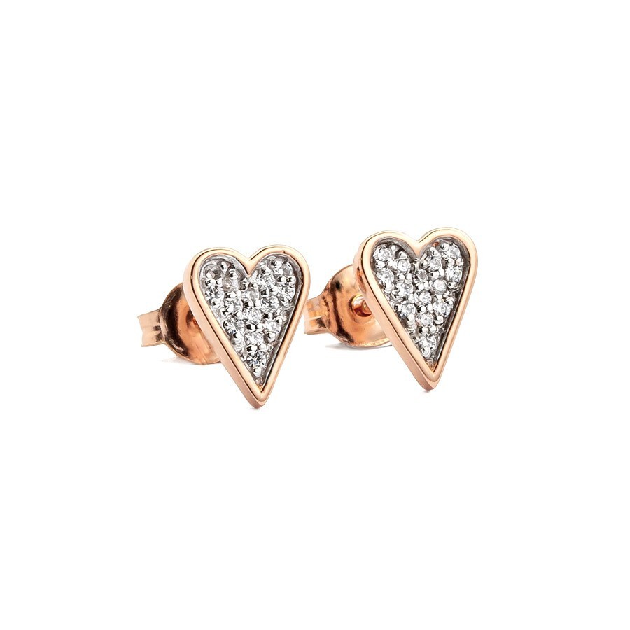 Herz Ohrstecker in Roségold mit Zirkonia – Ideal als Geschenk für deine Liebe