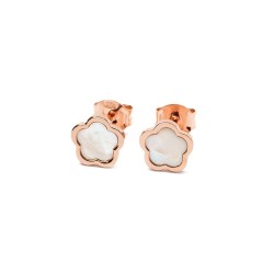 Blumen-Ohrstecker mit Perlmutt & Rosévergoldung