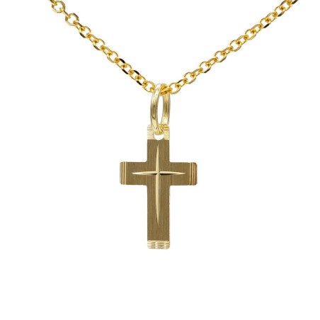 Kreuz Anhänger aus Gold. Perfekt für Erstkommunion und Taufe
