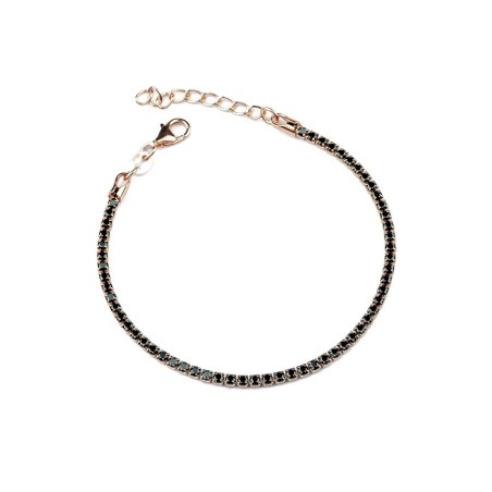 Tennis Armband – Silber, rosé vergoldet, mit schwarzen Zirkonia