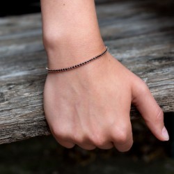 Tennis Armband – Silber, rosé vergoldet, mit schwarzen Zirkonia