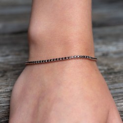 Tennis Armband – Silber, rosé vergoldet, mit schwarzen Zirkonia