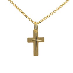 Matter Kreuz Anhänger aus Gold. Perfekt für Erstkommunion und Taufe