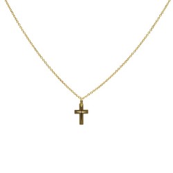 Matter Kreuz Anhänger aus Gold. Perfekt für Erstkommunion und Taufe