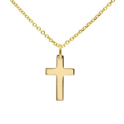 Matter Kreuz Anhänger aus Gold. Perfekt für Erstkommunion und Taufe