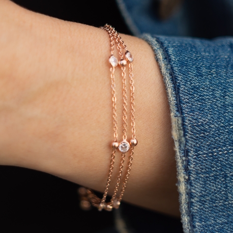 Ziehverschluss Armband Rosé mit Zirkonia