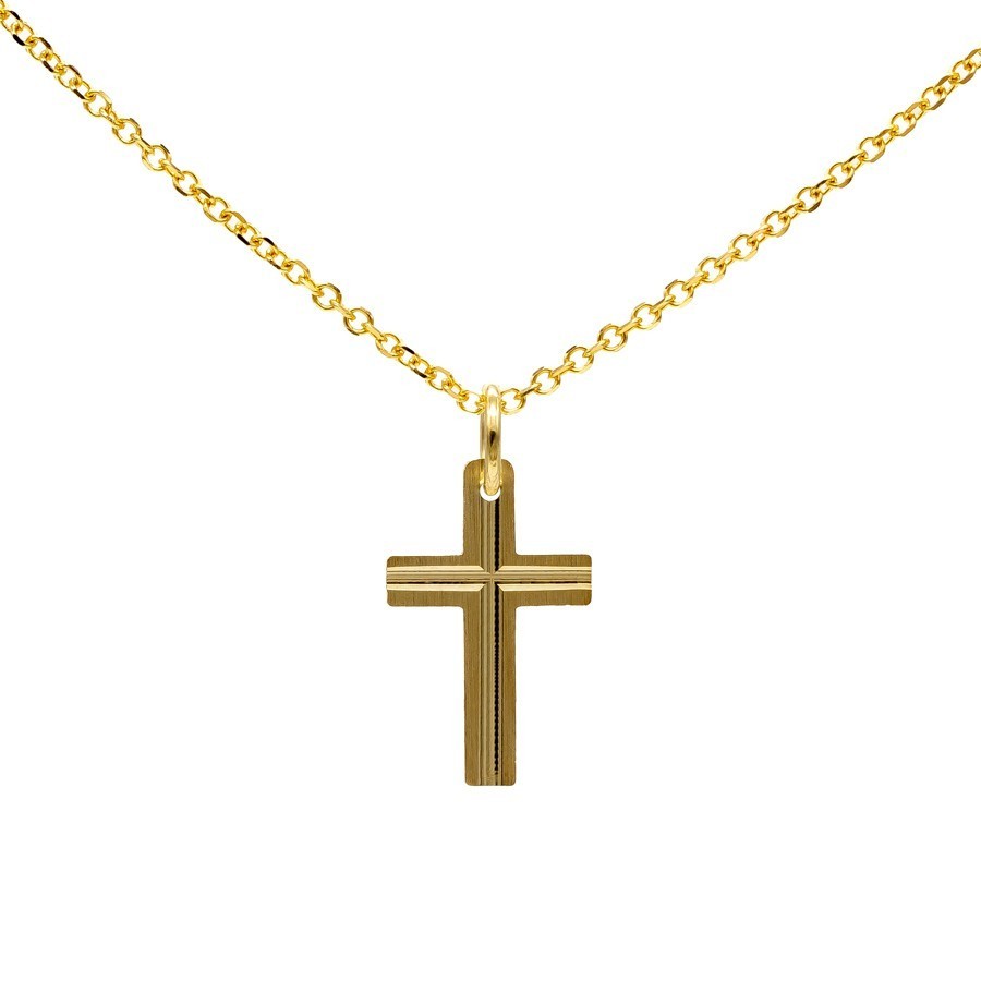 Gelbgold Kreuz Anhänger. Perfekt für besondere Anlässe.