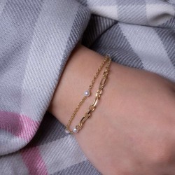 Vergoldetes Schmuck-Set „CHAIN“ – Armband, Kette & Ohrringe