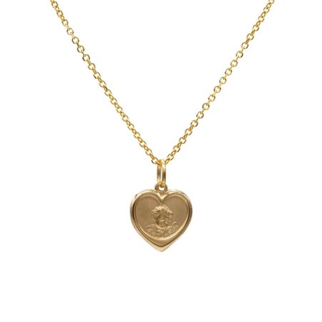 Schutzengelkette aus echtem Gold in Herzform