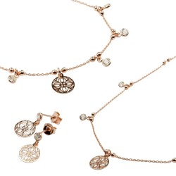 Silbernes Mandala Set - Kette, Ohrringe, Armband