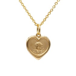 Schutzengelkette aus echtem Gold in Herzform