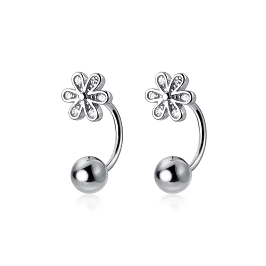 Ohrpiercing mit Blume & Kugelverschluss – Gold oder Silber