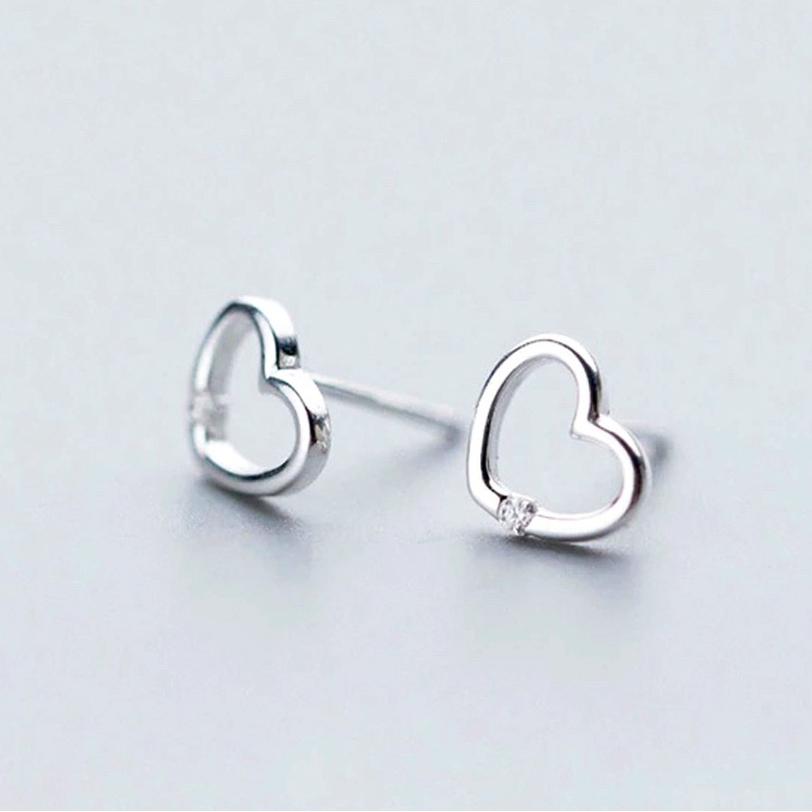 Edle Herz Ohrstecker aus Silber mit Zirkonia