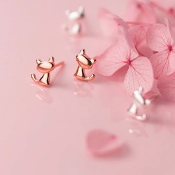 Katzen Ohrstecker Silber & Roségold – Stilvoll und süß zugleich