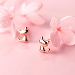 Katzen Ohrstecker Silber & Roségold – Stilvoll und süß zugleich