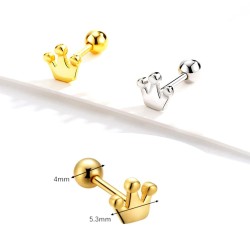 Kronen Ohrpiercing aus 925er Silber mit Goldveredelung