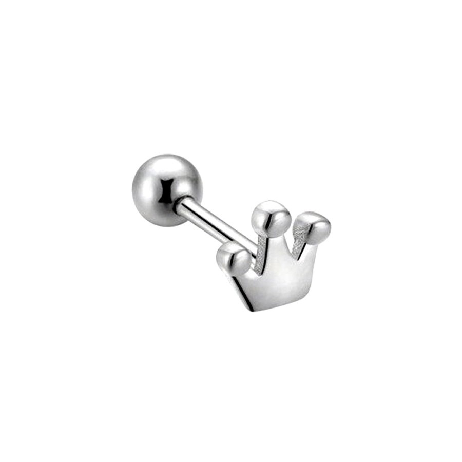 Kronen Ohrpiercing aus 925er Silber mit Goldveredelung