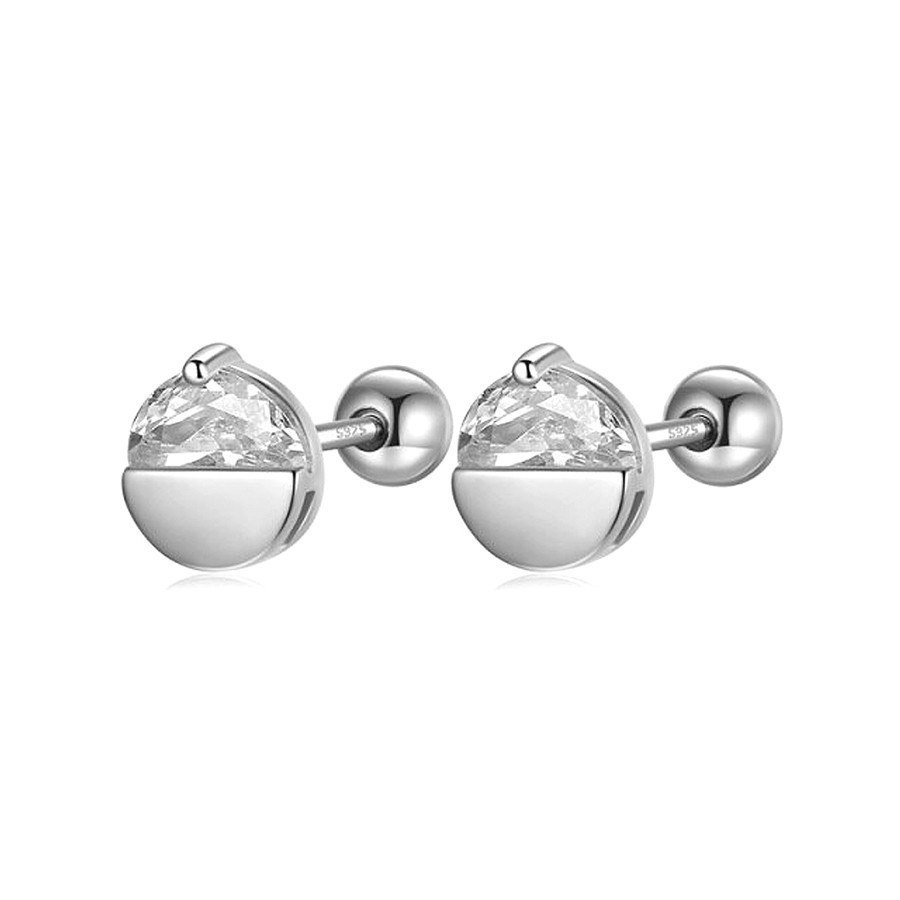 Halbkreis Ohrpiercing aus Silber mit Zirkonia Stein