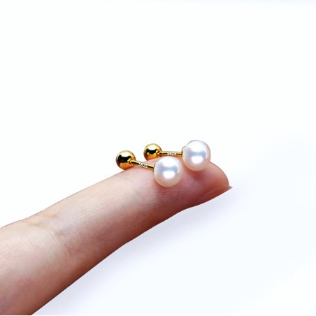 Perlen Ohrpiercing aus 925er Silber mit Goldveredelung