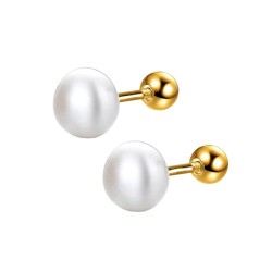 Perlen Ohrpiercing aus 925er Silber mit Goldveredelung