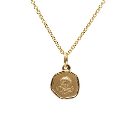 Runder Schutzengel Anhänger und Kette aus 585 Gold.