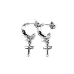 Silber Creolen mit Kreuzanhänger – Stilvoller Ohrschmuck