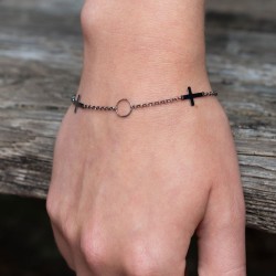 Vergoldetes Kreuzarmband – Roségold oder Schwarz