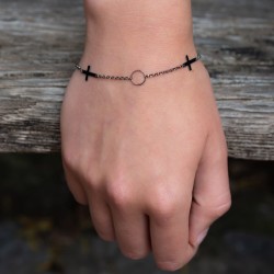 Vergoldetes Kreuzarmband – Roségold oder Schwarz