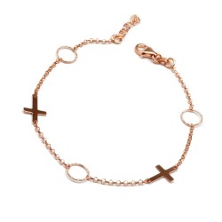 Vergoldetes Kreuzarmband – Roségold oder Schwarz